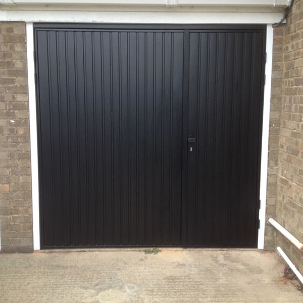 Cardale Steel Side Hinged Garage Door, 70/30 Split in Ebony Black