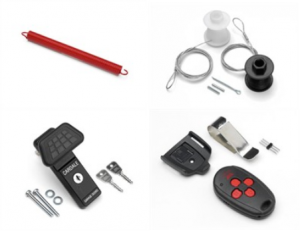 Garage door handle, garage door spring, garage door cables, garage door remotes