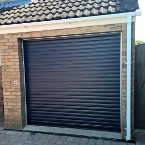 blue roller garage door