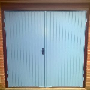 pastel blue garage door