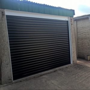 black roller garage door