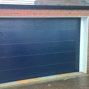 blue insulated garage door